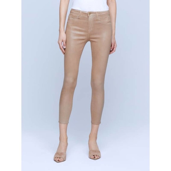 L'AGENCE Cappuccino Coated Margot Coated Super Stretch Jean Size 26 NWOT